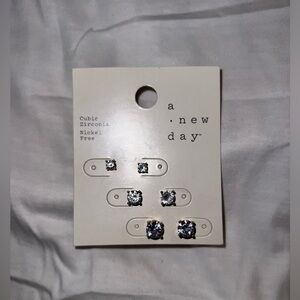 A New Day Gold Cubic Zirconia Earrings!! Brand New!!
